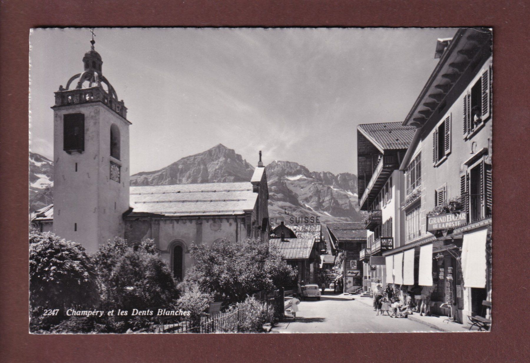 Cartoline postali: CHAMPERY - Eglise - Grand Bazar - 1962 – Usato da Pully venduto da nicecards