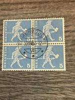 Schweiz Marke 5Rp. Stecherli Viererblock mit Stempel. Top!