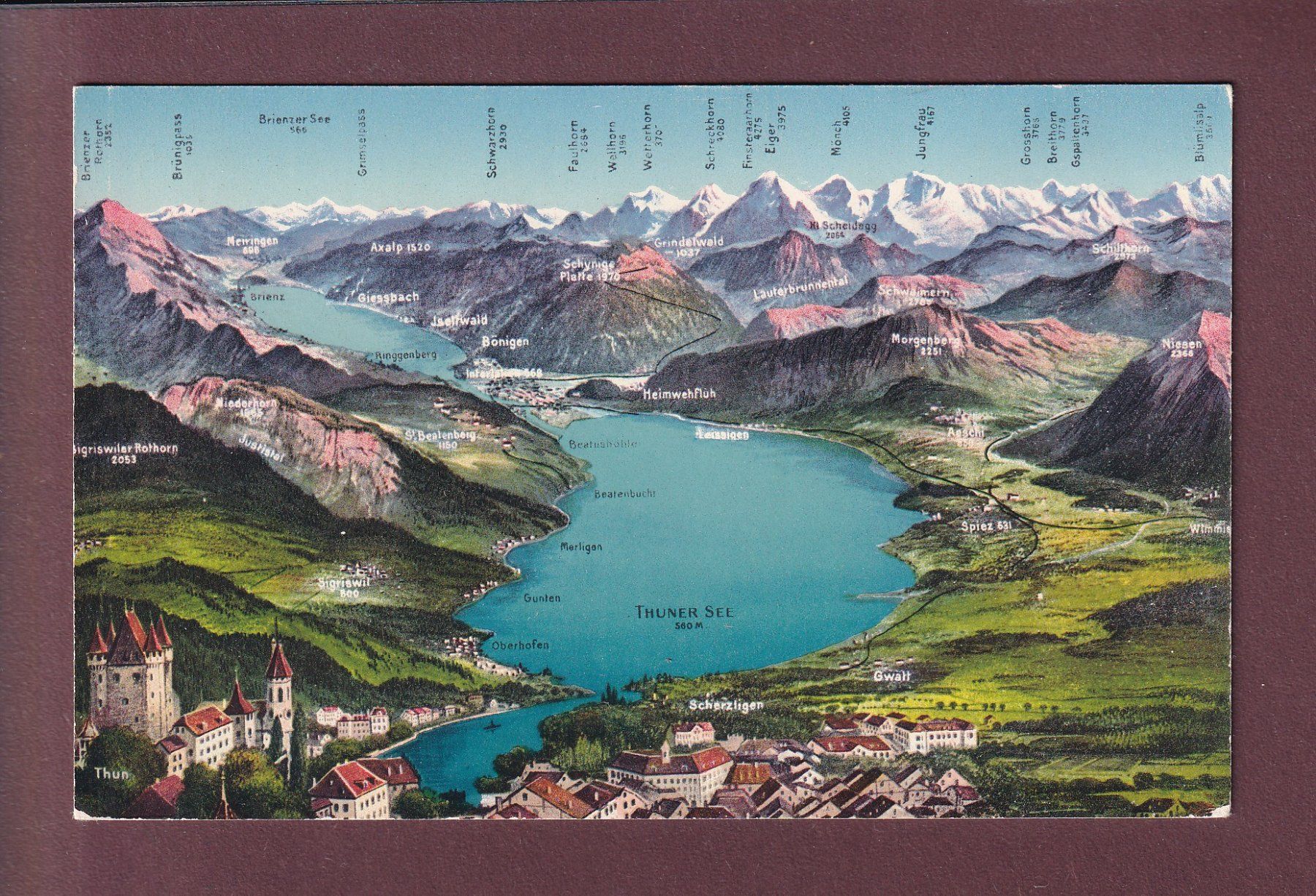 Ansichtskarten: THUNERSEE - Vogelschau – Gebraucht aus Pully von nicecards