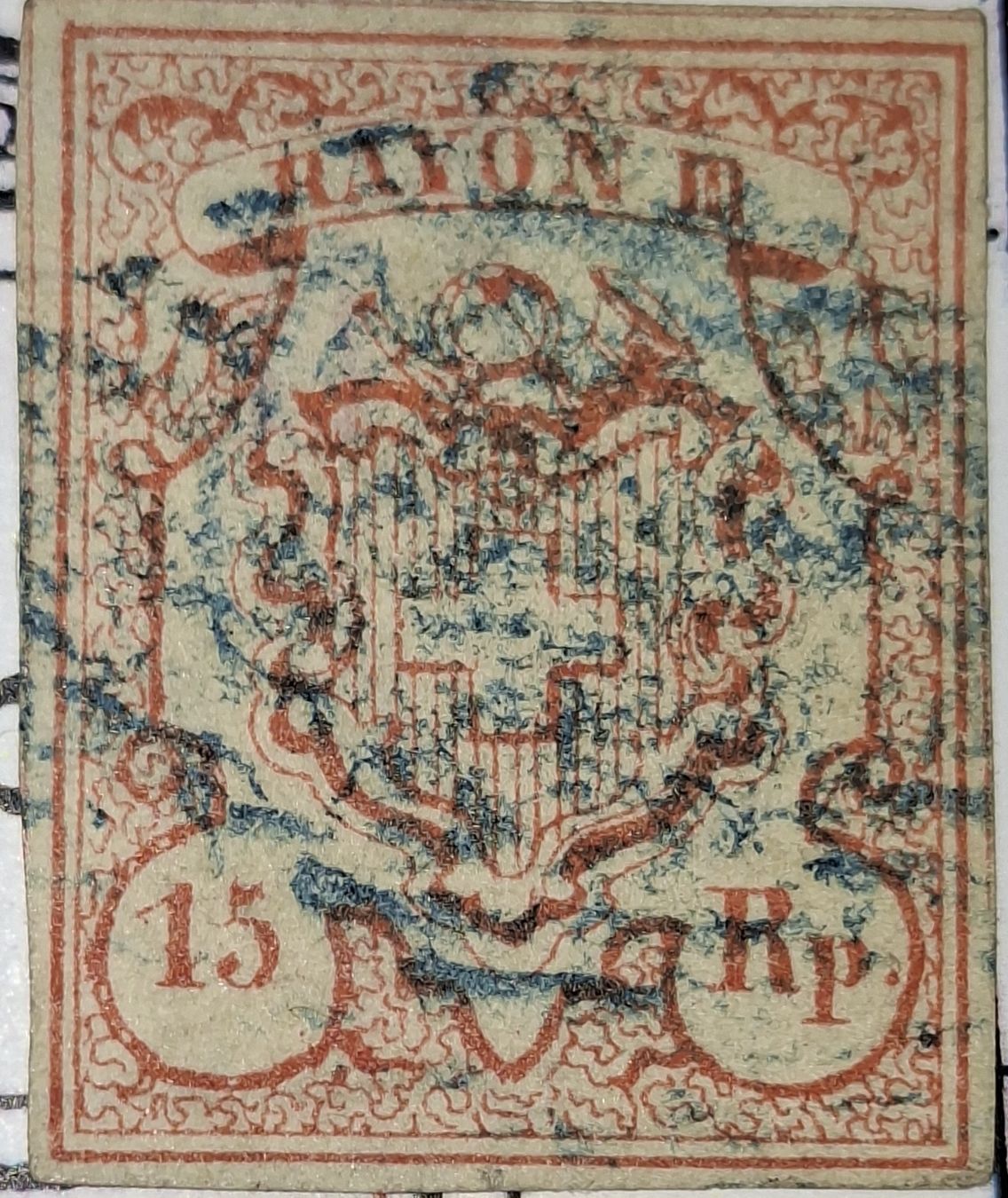 Tutti i francobolli: Rayon Nr. 18 Typ 4 Kat. 1000.- – Usato da Balgach venduto da SIMEON27 1