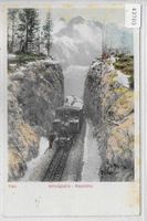 Brünigbahn - Passhöhe - Dampfzug - Litho
