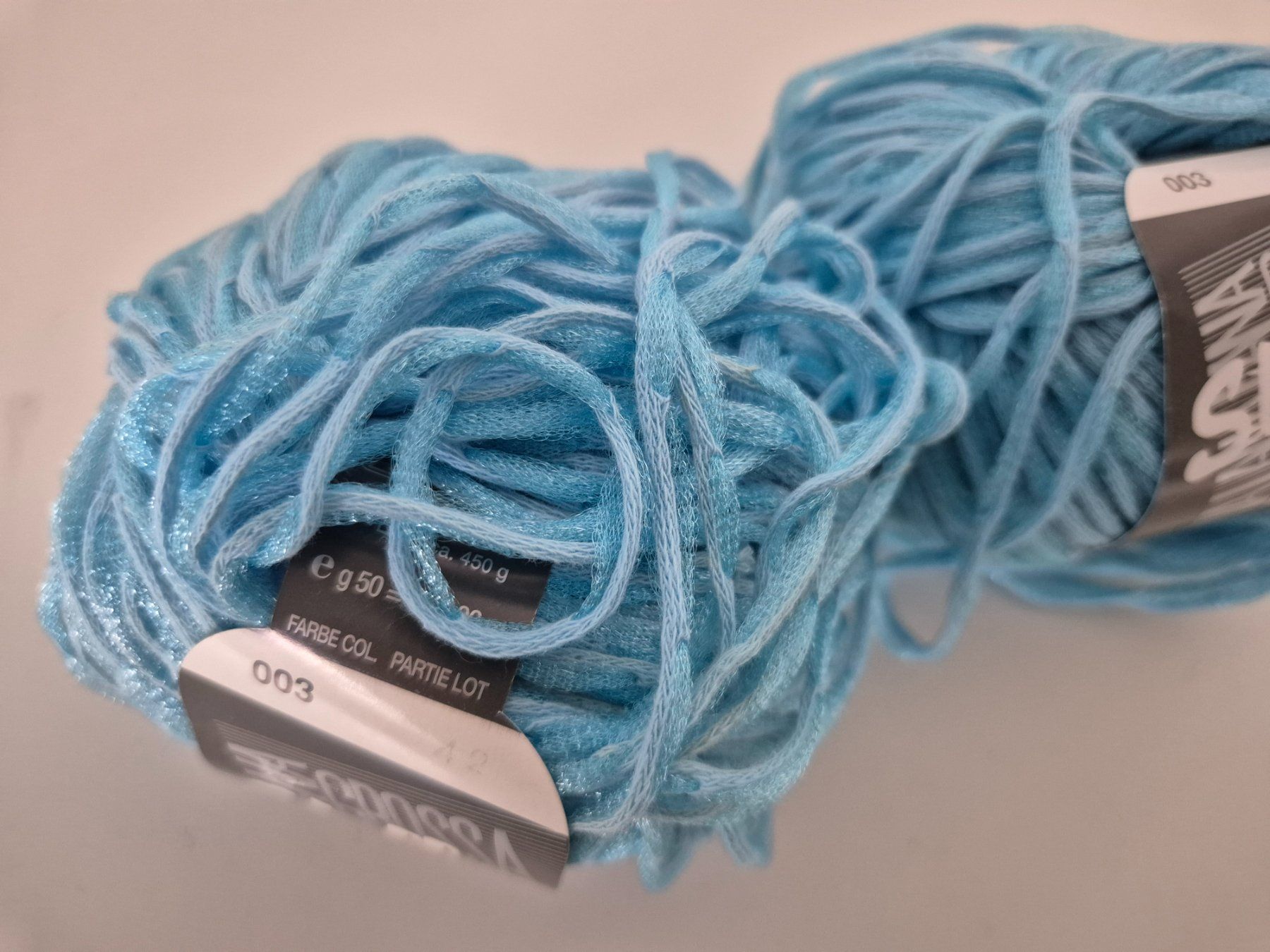 Lana: Stella Effektgarn blau 2 Knödel – Nuovo e nell'imballaggio originale da Aarburg venduto da NDK 1