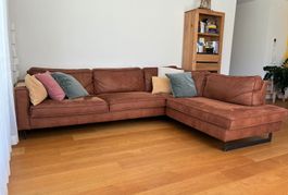 Ecksofa «Pinto» – cognac, Microfaser in Lederoptik