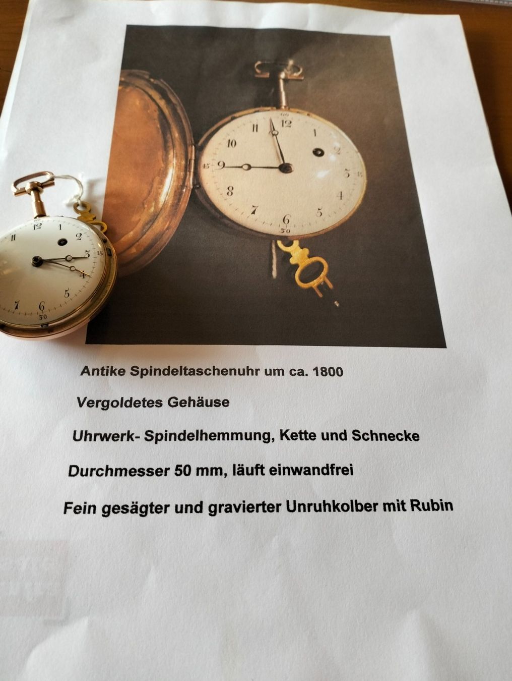 Uhren: Antike Spindeltaschenuhr, ca. 1800 – Gebraucht aus Ennetmoos von brunhildenb