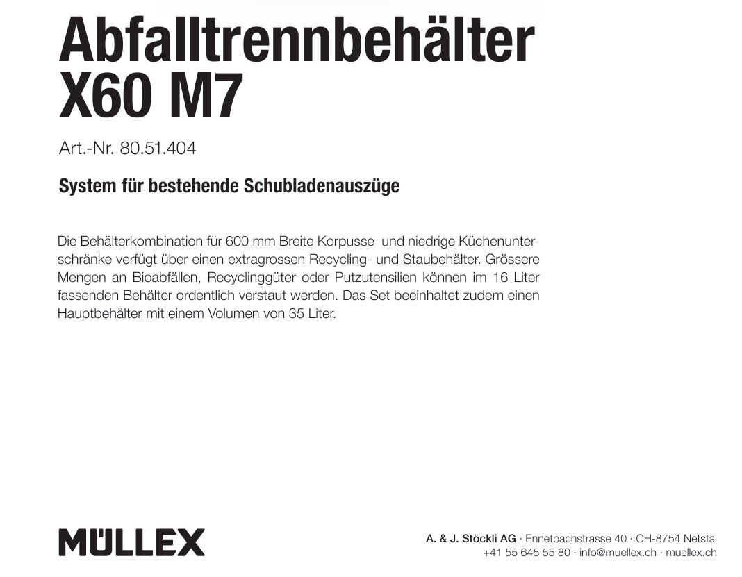 Müllex Abfalleimer: 069 Müllex Abfallsystem X60 M7 – Neu und originalverpackt aus Derendingen von Meisterstuecke 2