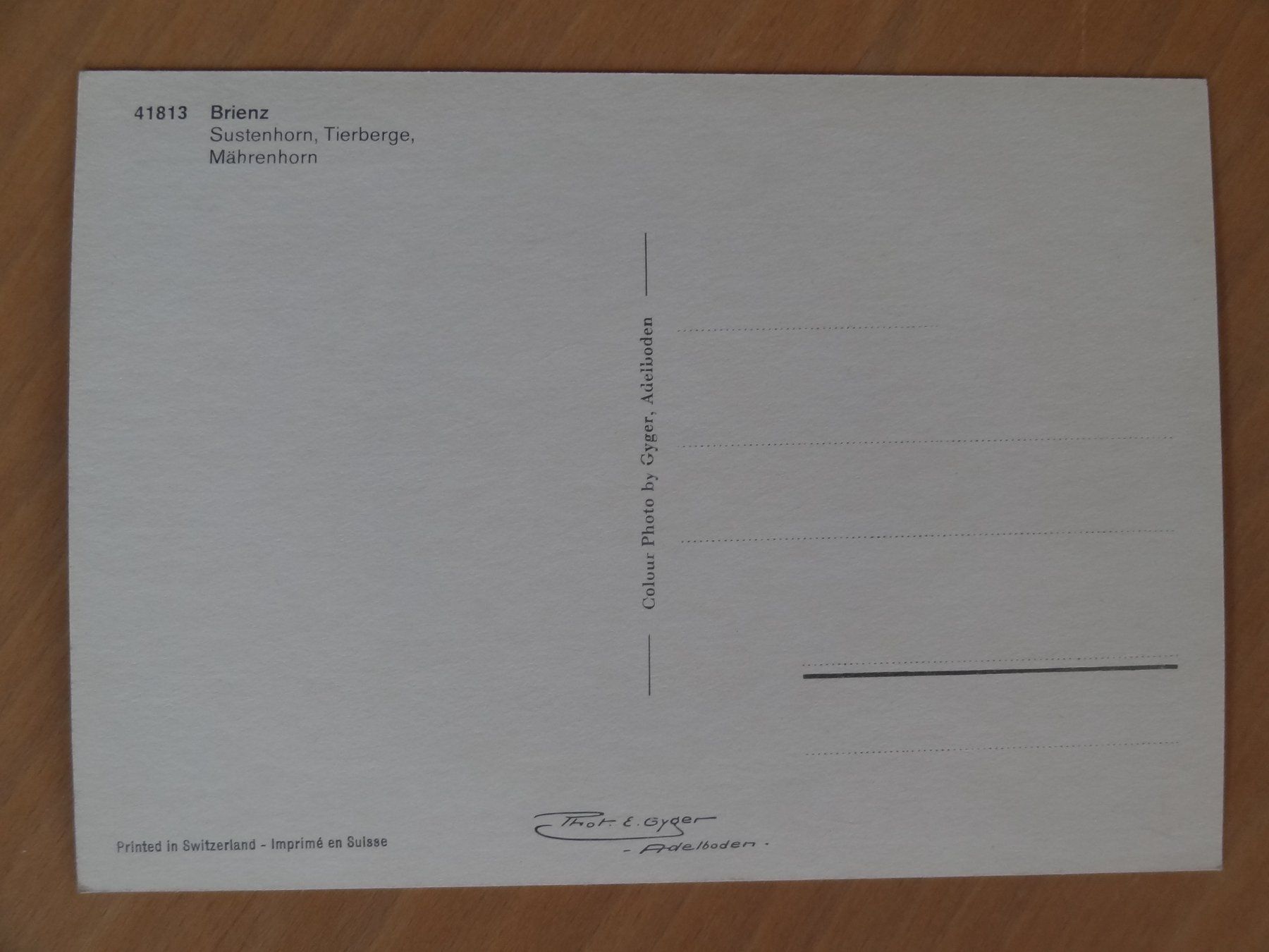 Cartes postales: Brienz - Sustenhorn – D'occasion à St Léonard par Riglin 1