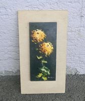 signiertes altes Keramik-Wandbild BLUMEN modelliert 33x18cm