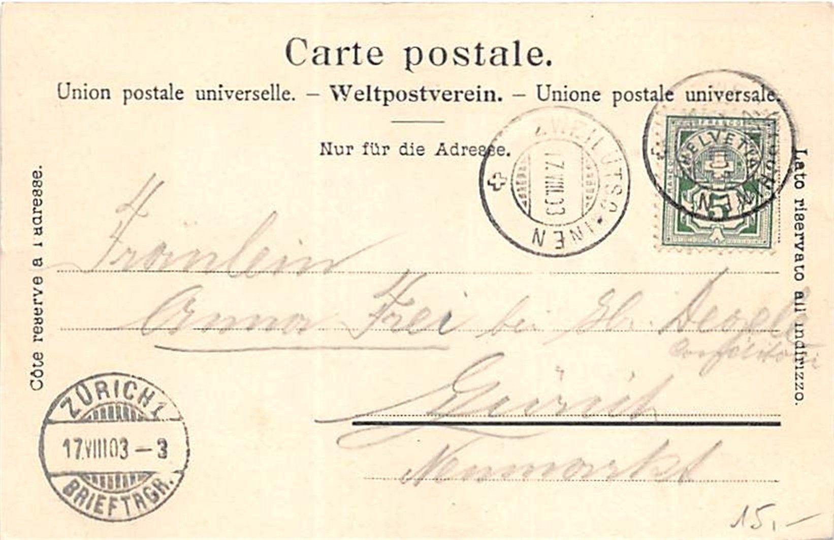 Cartoline postali: Interlaken – Usato da Ottikon b.Kemptth. venduto da Neptun1974 1