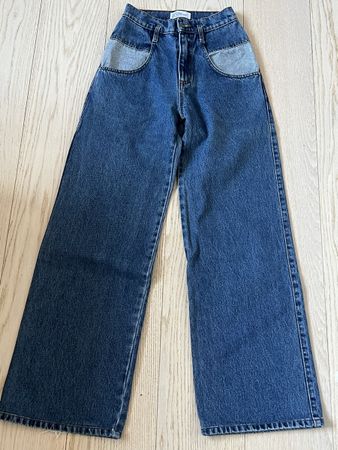 Aisenberg Women’s Wide Leg Jeans, Size 25, Blue Denim Jeans