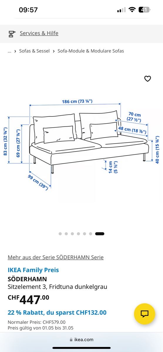 Divani: IKEA Söderhamn Ecksofa, dunkelgrau, sehr bequem! – Usato da Zug venduto da ber_h2rs 7