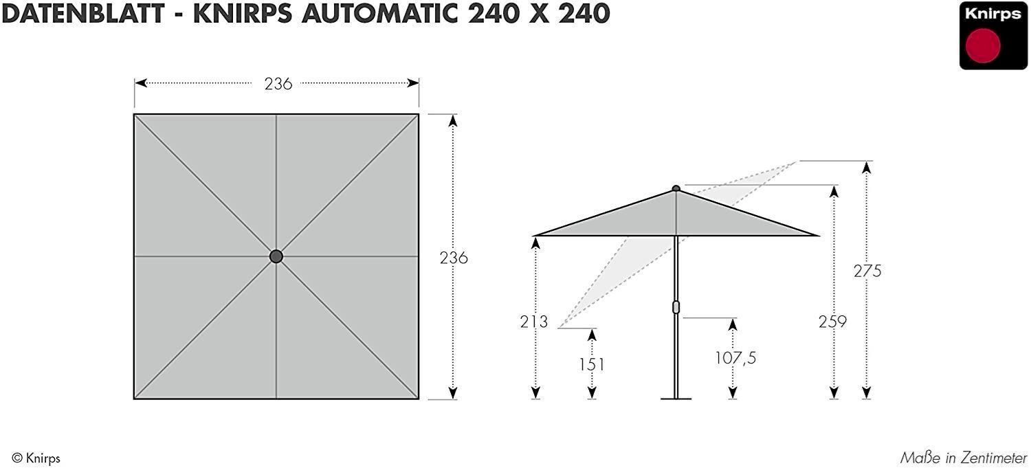 Ombrelloni: Knirps Sonnenschirm 240x240 Anthrazit – Nuovo e nell'imballaggio originale da Bottighofen venduto da zaap 2