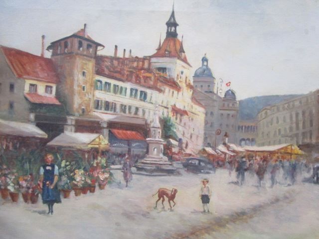 Dipinti: Fausto Giusto 1867-1941 Blumenmarkt Bern – Usato da Luzern venduto da Horoskop1 2