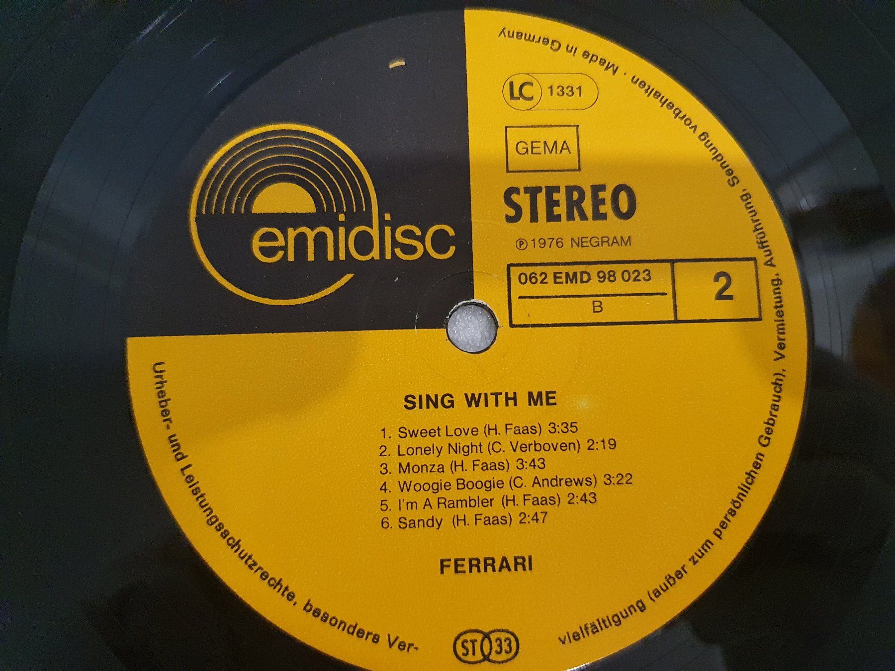 Dischi in vinile: Ferrari – Sing With Me – Usato da Uster venduto da Vinyl-Leidenschaft 5