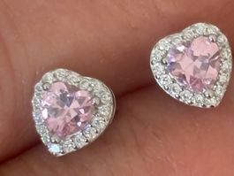 Luxus Elegante Ohrstecker Ohrschmuck Farbe :Silber Rosa