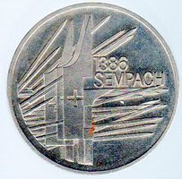 CH MÜNZE SCHLACHT BEI SEMPACH 5 FR 1986 ERHALT SIEHE SCAN