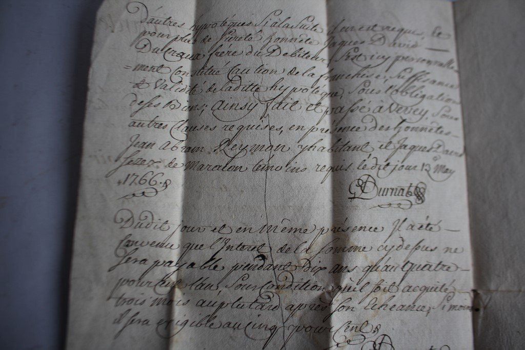Tutti i francobolli: Lettre rente manuscrite Vaud 1766 – Usato da Vandoeuvres venduto da Dom-Tom 3
