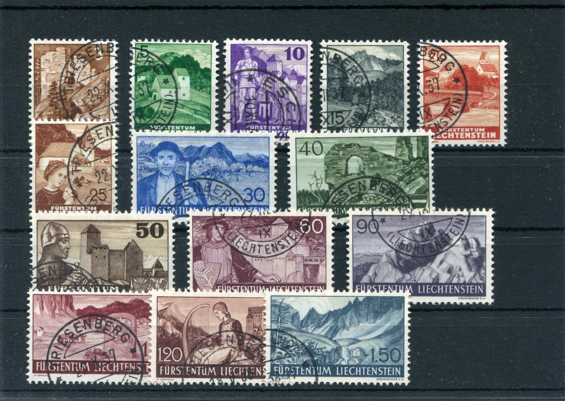 Tutti i francobolli: FL 1937/8 Nr. 126 - 139 gestempelt – Usato da Winterthur venduto da Kyoung