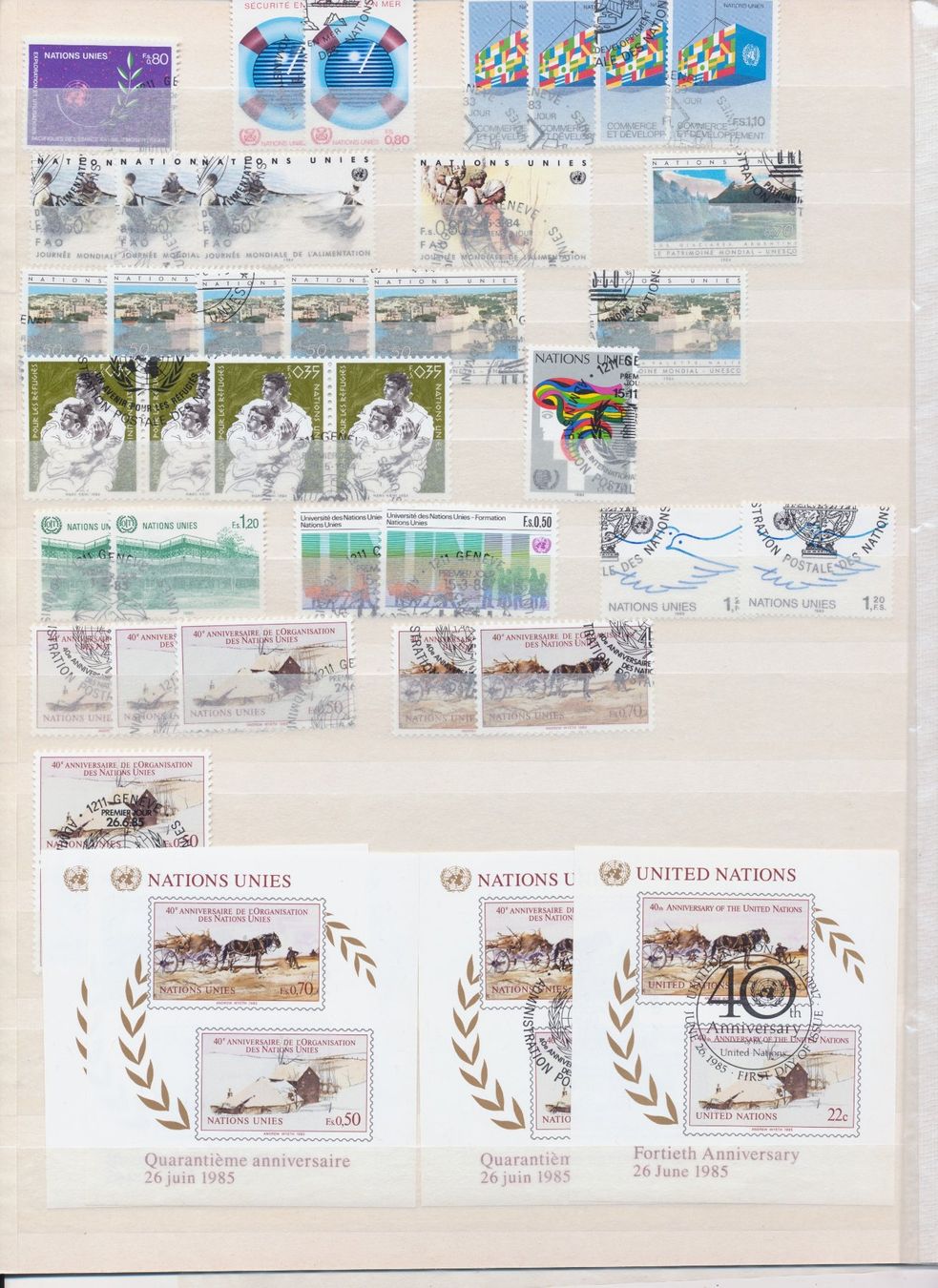 Alle Briefmarken: UNO - Doublettenlot, vorwiegend UNO - Genf – Gebraucht aus Winterthur von Zupogeru 3