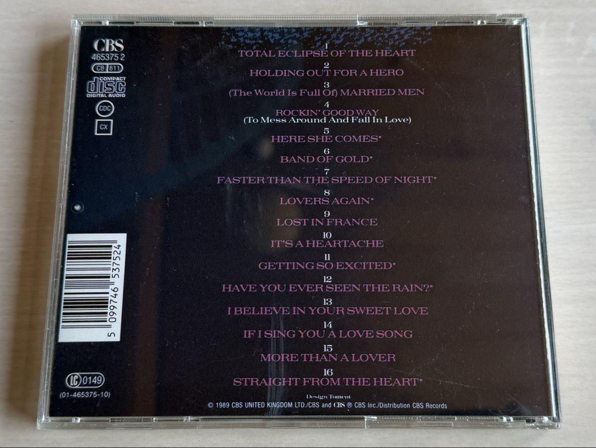 CD: BONNIE TYLER Greatest Hits CD 1989  – Usato da Oberried Brienz venduto da Chyara 1