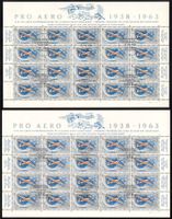 Flugpost  2 Bogen Pro Aero 1963 FO46 mit beiden ET-ʘ
