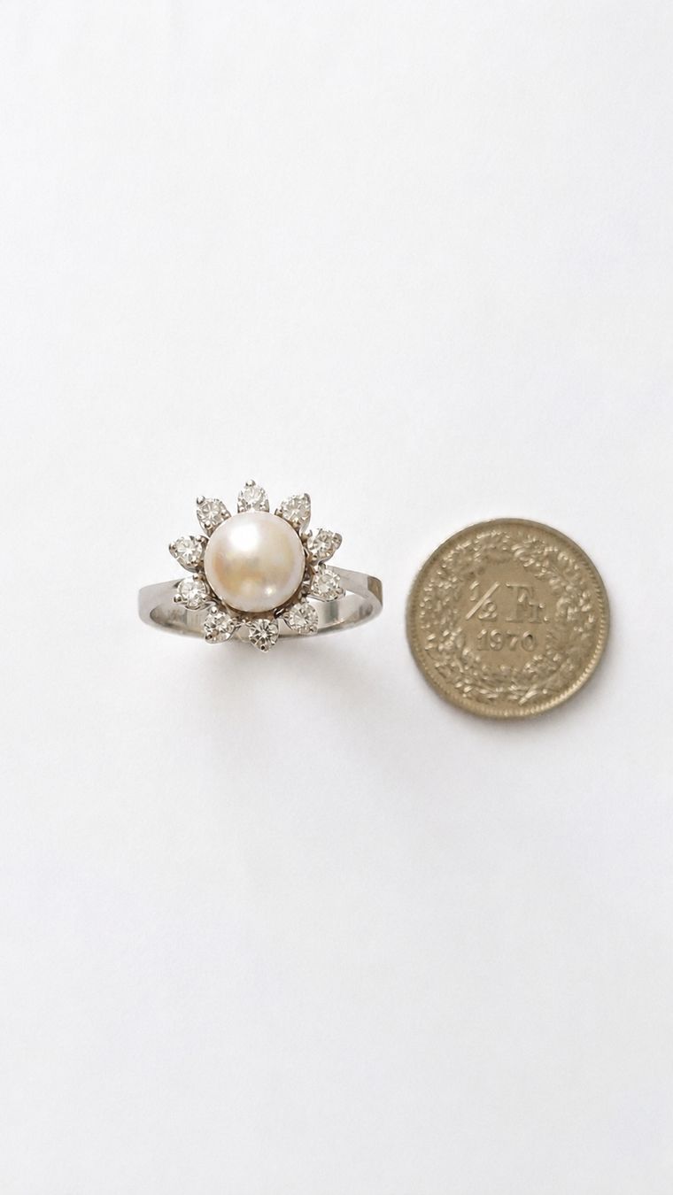 Bagues: Perle/Diamantring 1970er Jahre – D'occasion à Zuzwil SG par domi7862 1