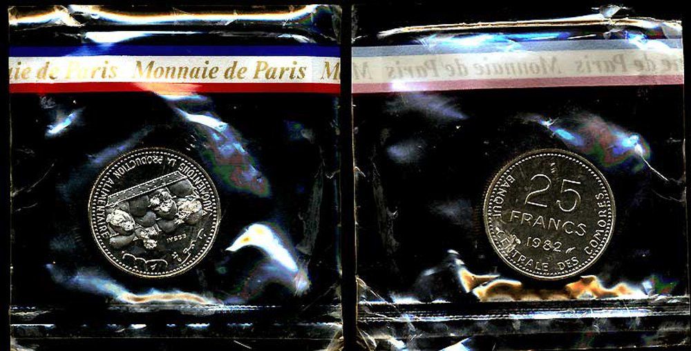 Tutti le monete: Komoren, 25 Francs 1982, ESSAI – Usato da Chiasso venduto da Novamarketing