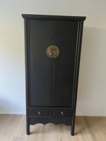 Armoire meuble de rangement style asiatique noir 2 portes