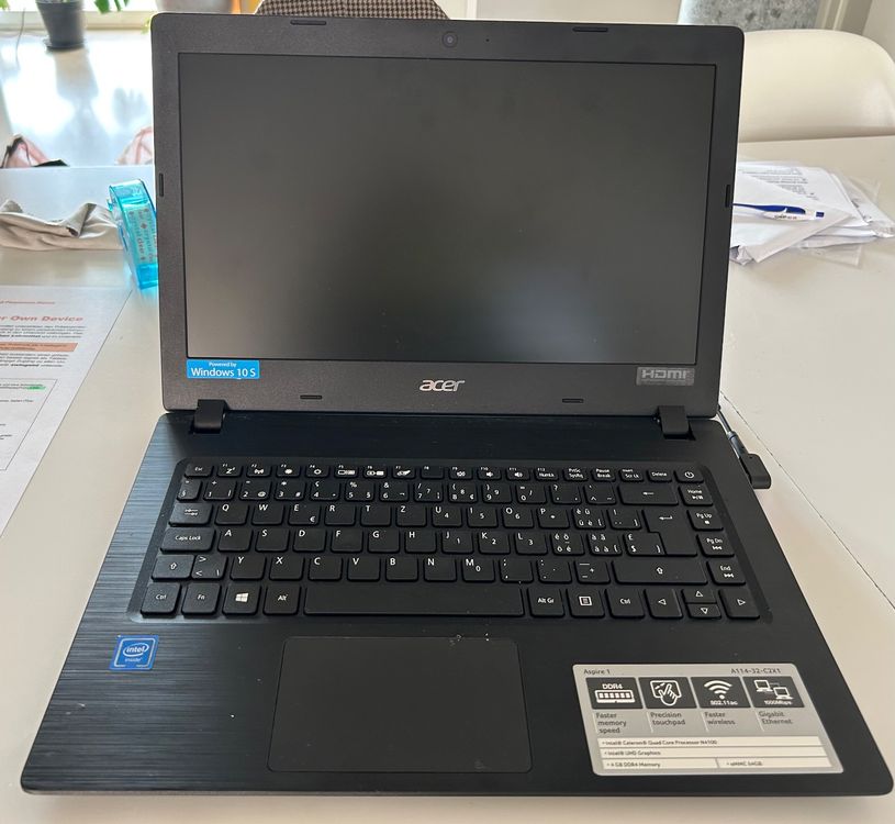 Repose-poignets/palmrest Pour Acer Aspire 1 A114-32 – Noir, NEUF (ouvert)