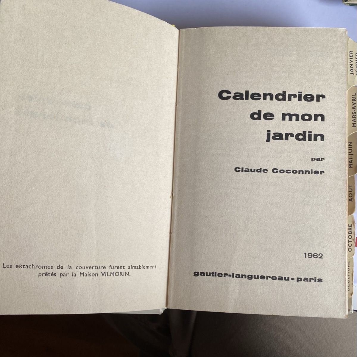 Libri: Calendrier de mon jardin 1962, Claude Coconnier – Usato da Bulle venduto da vianfigi 1