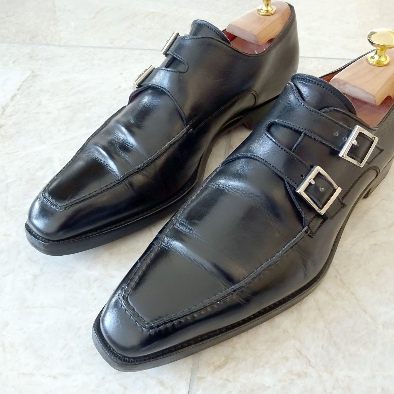 Santoni Scarpe da uomo: Santoni Double Monk Leder Schuhe Schwarz Gr. 41/41.5 – Usato da Zürich venduto da Gk2002 6