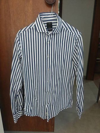 Camicia cotton stripe bianca e blu, taglia 38, 100% cotone