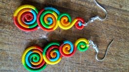 Ohrhänger Hippie farbenfroh mehrfarbig 6cm lang
