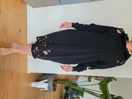 Diesel Destroyed Hoodie Kleid Schwarz