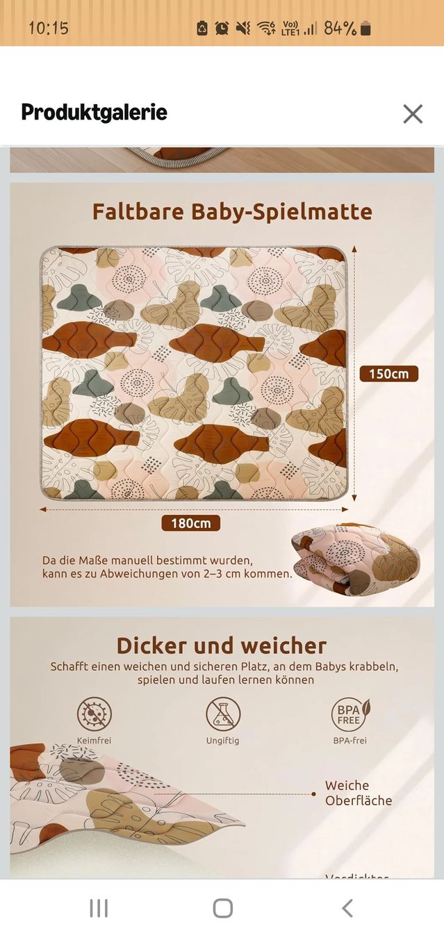 Tappeto da gioco: Krabbelmatte 180 x 150 cm – Nuovo (secondo la descrizione) da Frauenfeld venduto da Ricariela 4