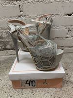 High Heels Silver Rhinestone Sandals Size 40