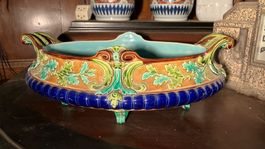 SARREGUEMINES jardinière Majolica Plat Faïence antik