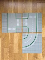 3 Lego Strassenplatten Vintage. Kurve, T-Kreuzung