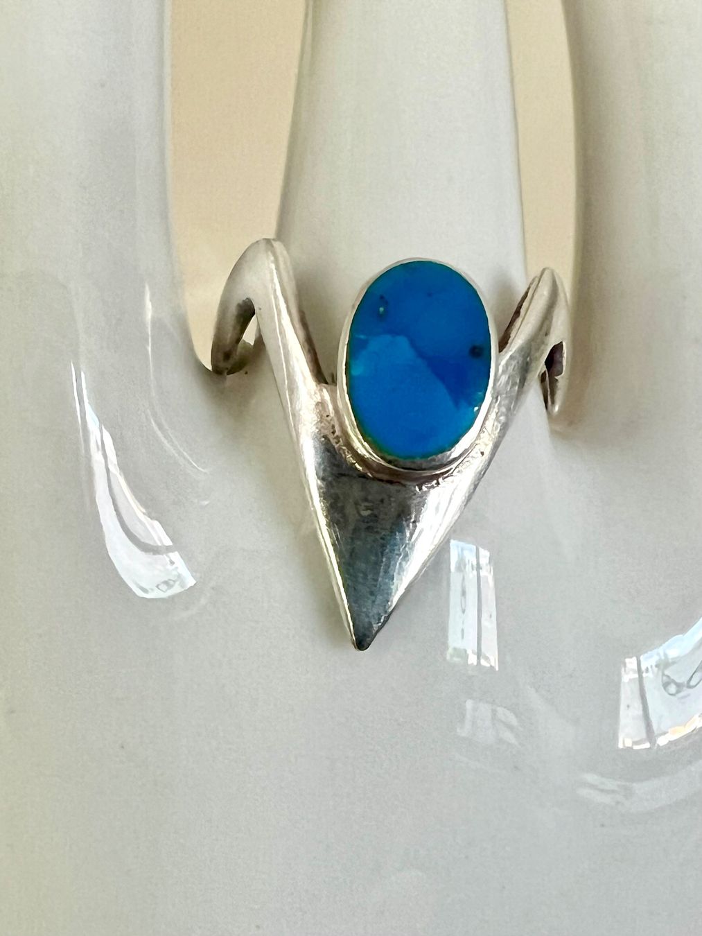 Ringe: Skulpturaler Designer Silberring 925+MP mit Türkis Vintage – Gebraucht aus Ruswil von artbyhand 1
