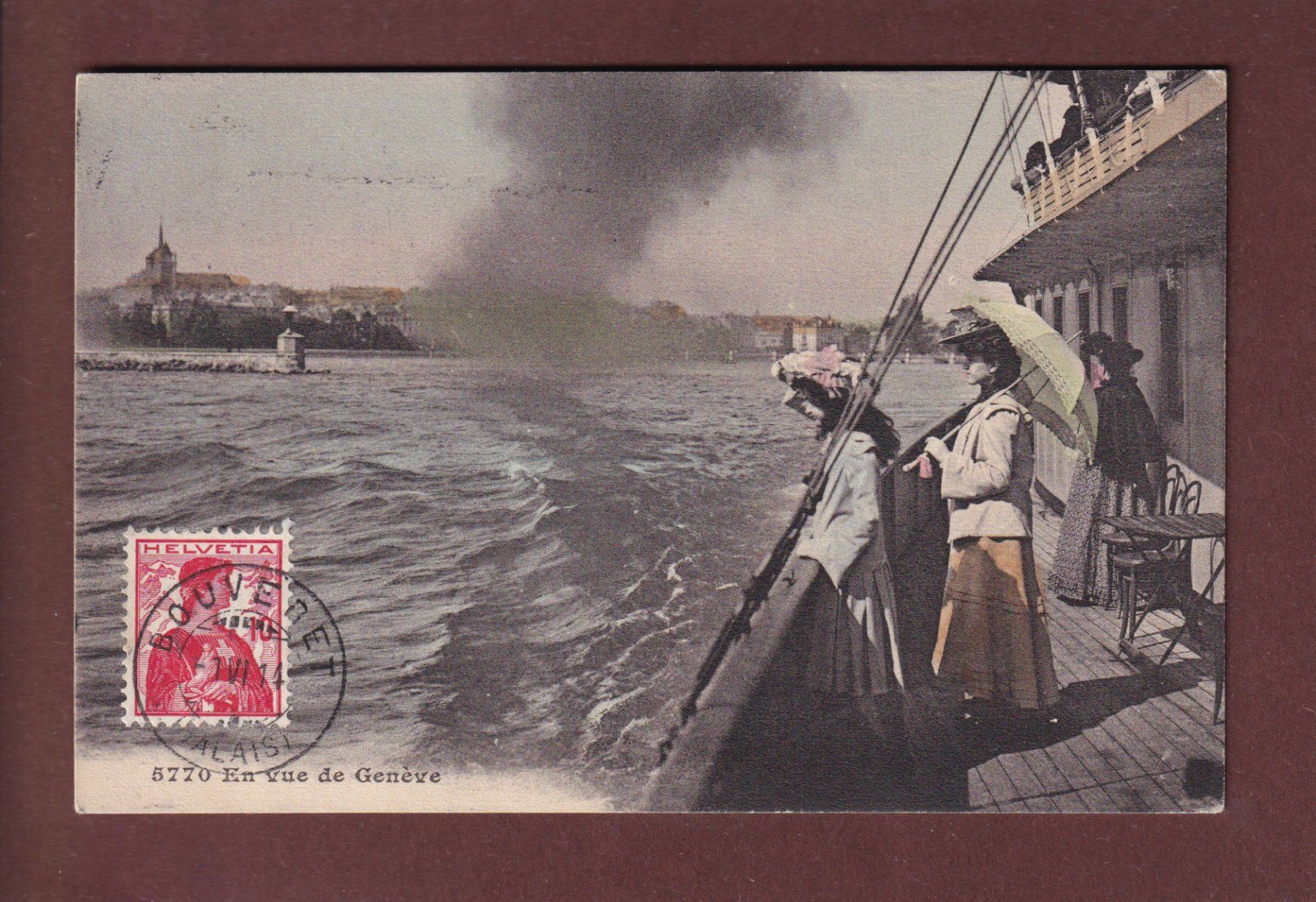 Cartoline postali: GENEVE depuis le bateau - 1914 – Usato da Pully venduto da nicecards