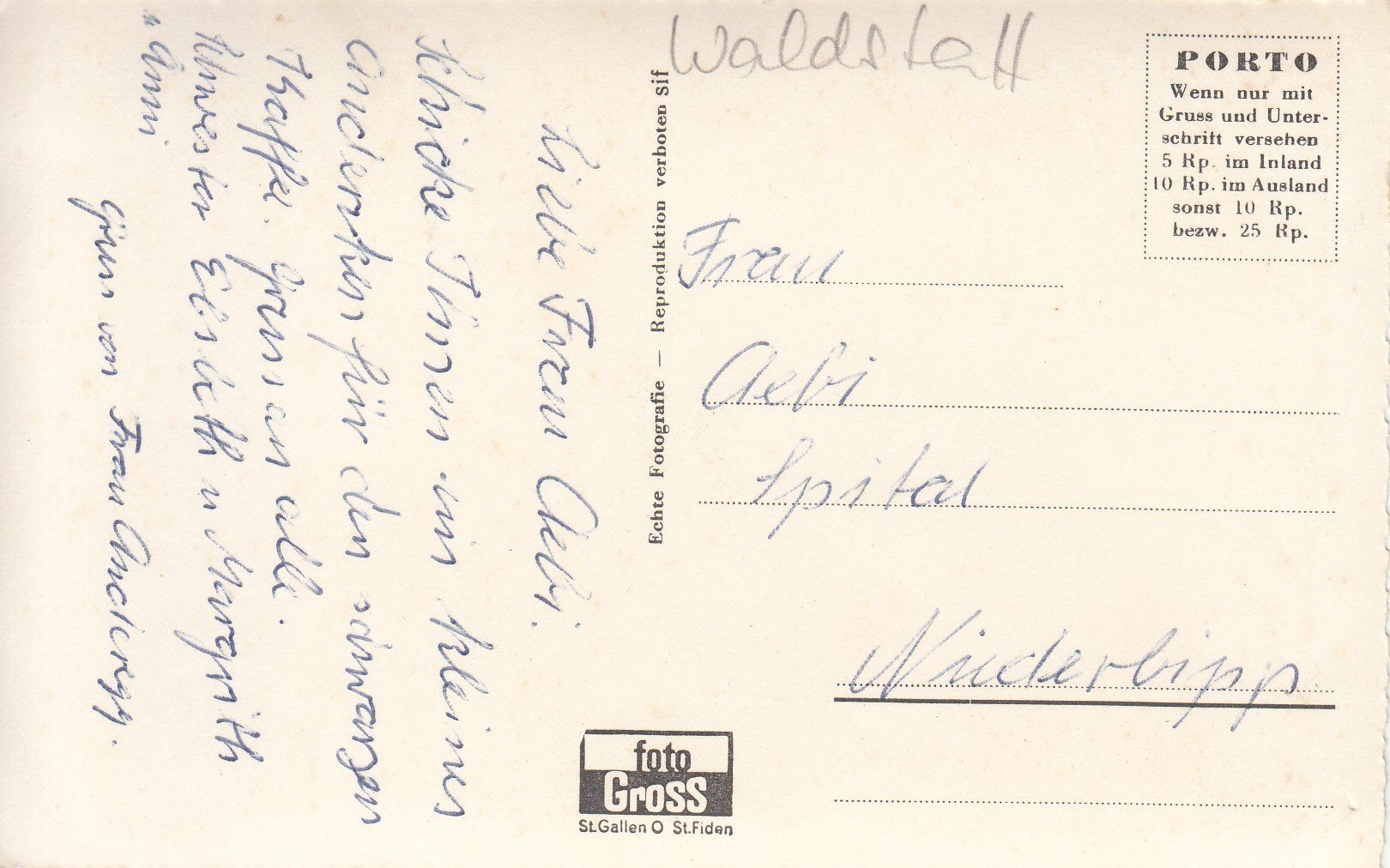 Cartoline postali: Waldstatt ca. 1950 – Usato da Bürglen TG venduto da StampGraf 1