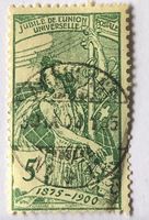 Stark dezentriert Weltpostverein 1900 mit Stempel