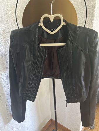 Guess Leder Bolero Jacke Schwarz Gr. S 