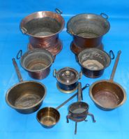 Konvolut Kupfer und Messing Kübel / Pfannen