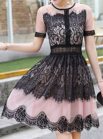 Kleid Hanny Deep schwarz/pink Spitze Grösse M neu