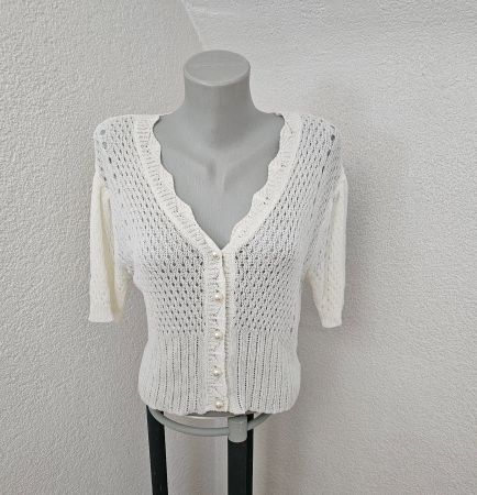 Knit Mix Strick-Cardigan creme Gr. S Boho Hippie Crochet