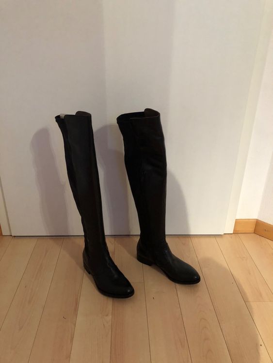 MARILYN Overknees Strumpfhose | 80 Denier | Blickdicht & Fein Abgesetzt | One Size 36/40 | Farbe Grau/Dark Grey
