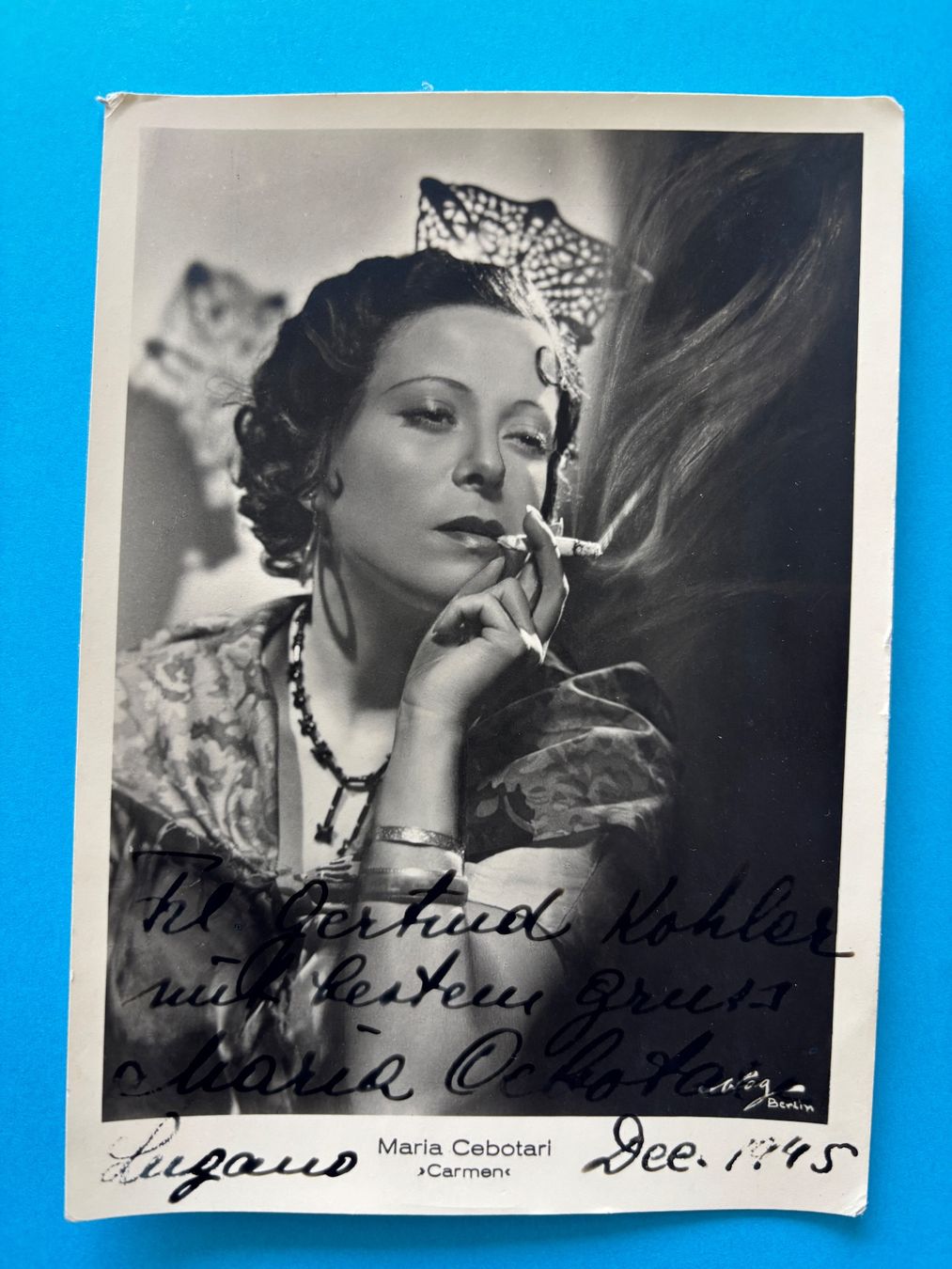 Autografi: Maria Cebotari -"Carmen" original Autogramm Autograph 1945 – Usato da THERWIL venduto da Fcbbasel
