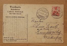 Postkarte UPU 1909 nach Württemberg