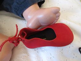 1 Paar Puppenschuhe Babyschuhe, R. Kilian, Ziegenleder, 10cm
