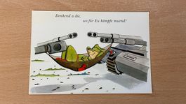 Schweizer Armee Militär Postkarte Comic Denked a die